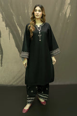 WINTER-2PC DHANAK EMBROIDRED SHIRT WITH AND EMBROIDRED TROUSER-3318