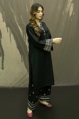 WINTER-2PC DHANAK EMBROIDRED SHIRT WITH AND EMBROIDRED TROUSER-3318