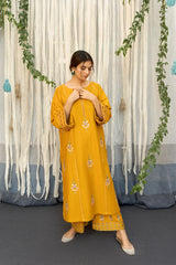 WINTER- 3PC DHANAK EMBROIDERED SHIRT WITH WOOL PRINT SHAWL & TROUSER-1415