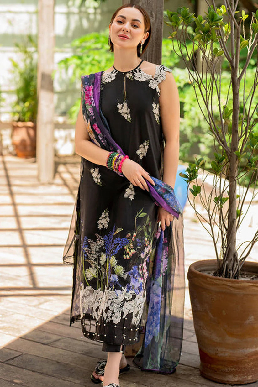 SUMMER-3PC LAWN PRINT EMBROIDERED SHIRT WITH CHIFFON PRINT DUPATTA AND PRINT TROUSER-BIC-2515