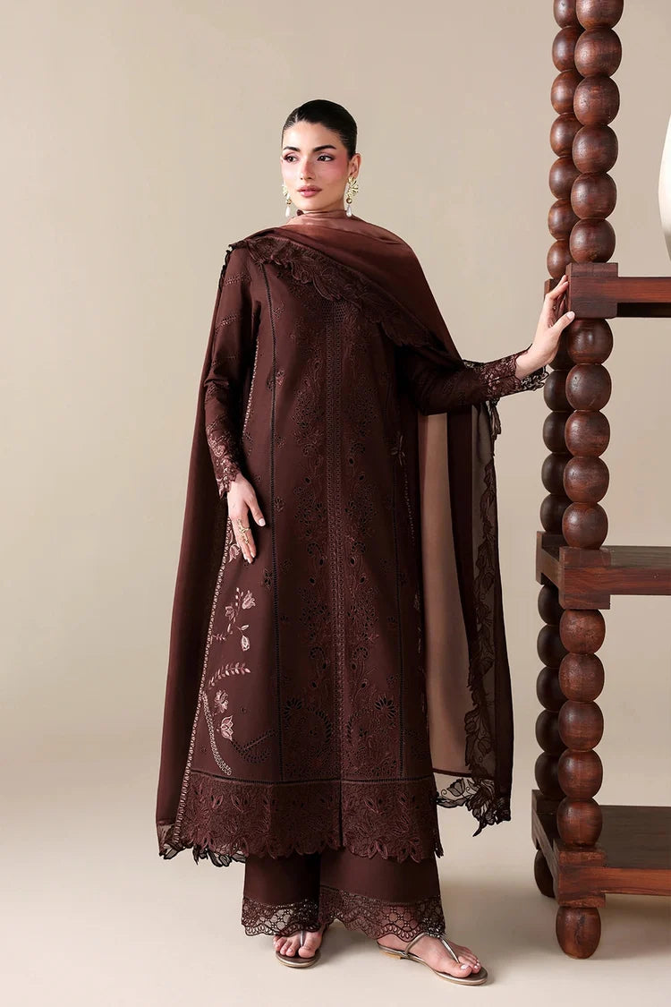 WINTER-3PC DHANAK EMBROIDERED SHIRT WITH WOOL PRINT EMBROIDERED SHAWL AND TROUSER -5176
