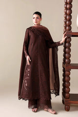 WINTER-3PC DHANAK EMBROIDERED SHIRT WITH WOOL PRINT EMBROIDERED SHAWL AND TROUSER -5176