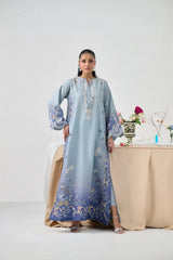 WINTER-3PC-SHAMOZE SILK PRINTED SHIRT SILK PRINTED DUPATTA AND SILK TROUSER-9009