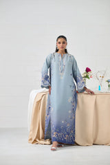 WINTER-3PC-SHAMOZE SILK PRINTED SHIRT SILK PRINTED DUPATTA AND SILK TROUSER-9009