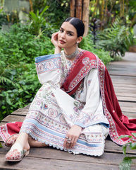 WINTER-3PC DHANAK EMBROIDERED SHIRT WITH DHANAK EMBROIDERED SHAWL AND TROUSER-4418