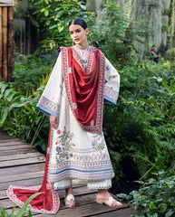 WINTER-3PC DHANAK EMBROIDERED SHIRT WITH DHANAK EMBROIDERED SHAWL AND TROUSER-4418