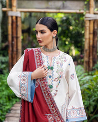 WINTER-3PC DHANAK EMBROIDERED SHIRT WITH DHANAK EMBROIDERED SHAWL AND TROUSER-4418