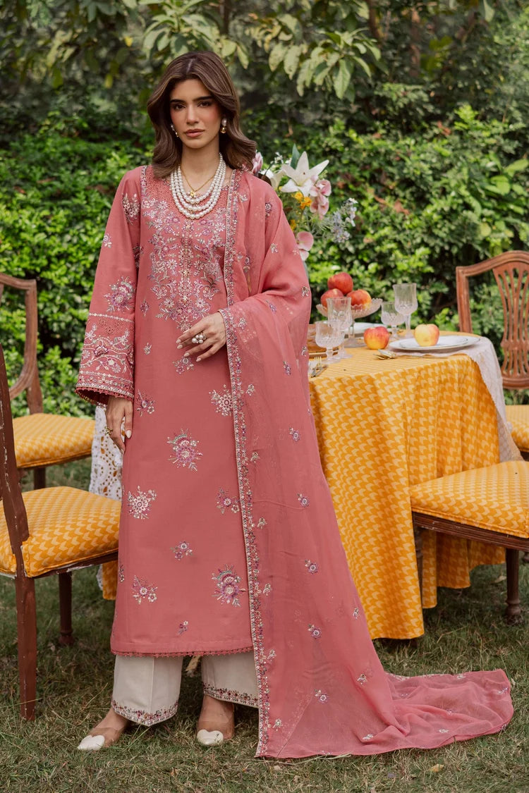 WINTER-3PC DHANAK EMBROIDERED SHIRT WITH CHIFFON EMB DUPATTA AND EMB TROUSER-5185