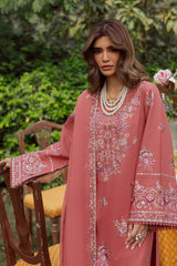 WINTER-3PC DHANAK EMBROIDERED SHIRT WITH CHIFFON EMB DUPATTA AND EMB TROUSER-5185