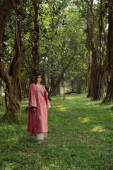 WINTER-3PC DHANAK EMBROIDERED SHIRT WITH CHIFFON EMB DUPATTA AND EMB TROUSER-5185