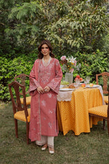 WINTER-3PC DHANAK EMBROIDERED SHIRT WITH CHIFFON EMB DUPATTA AND EMB TROUSER-5185