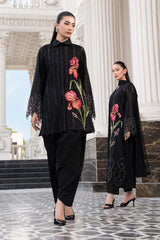 WINTER-3PC DHANAK EMBROIDERED SHIRT WITH CHIFFON EMBROIDERED DUPATTA AND TROUSER-5202
