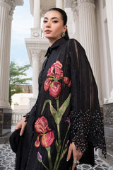 WINTER-3PC DHANAK EMBROIDERED SHIRT WITH CHIFFON EMBROIDERED DUPATTA AND TROUSER-5202