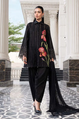 WINTER-3PC DHANAK EMBROIDERED SHIRT WITH CHIFFON EMBROIDERED DUPATTA AND TROUSER-5202