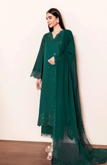 WINTER-3PC DHANAK EMBROIDERED SHIRT WITH SILK EMBROIDERED DUPATTA AND TROUSER-5196