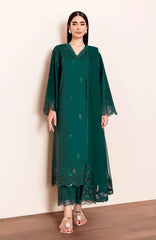 WINTER-3PC DHANAK EMBROIDERED SHIRT WITH SILK EMBROIDERED DUPATTA AND TROUSER-5196