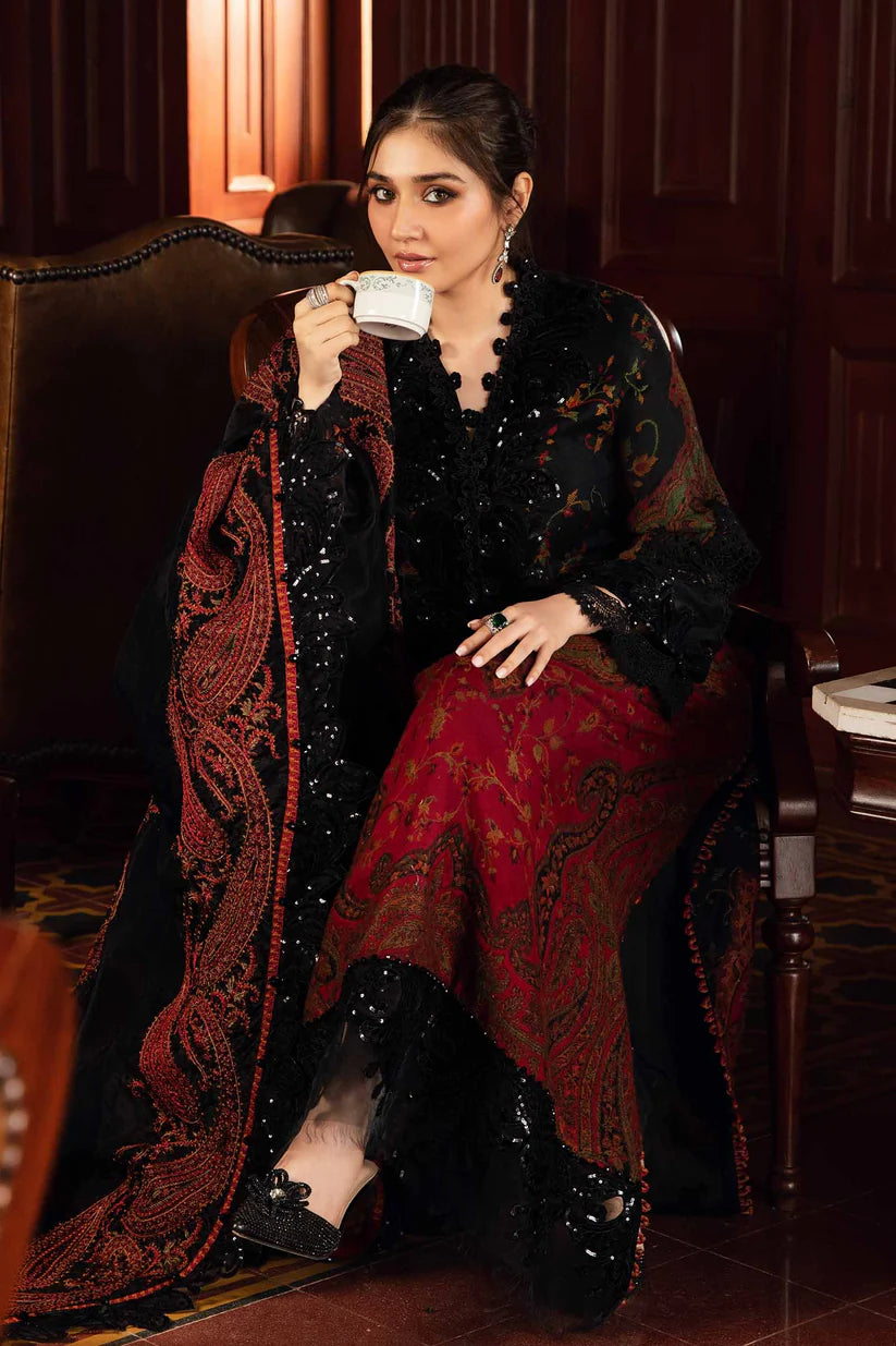 SUMMER-3PC LAWN PRINTED EMB SHIRT WITH CHIFFON PRINT DUPATTA AND PRINT TROUSER-2528
