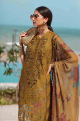 WINTER-3PC DHANAK EMBROIDERED SHIRT WITH COUTRAI PRINTED SHAWL AND TROUSER-5216