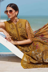 WINTER-3PC DHANAK EMBROIDERED SHIRT WITH COUTRAI PRINTED SHAWL AND TROUSER-5216