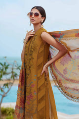 WINTER-3PC DHANAK EMBROIDERED SHIRT WITH COUTRAI PRINTED SHAWL AND TROUSER-5216