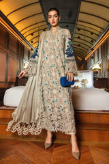 WINTER-3PC KHADDAR LASERWORK EMBROIDERED SHIRT WITH COURTRAI PRINTED SHAWL AND TROUSER-5192