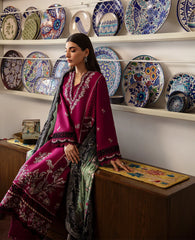 WINTER-3PC DHANAK SEQUENCE EMBROIDERED SHIRT WITH COURTRAI PRINTED SHAWL & DHANAK TOUSER-4209