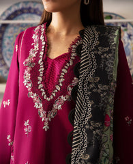 WINTER-3PC DHANAK SEQUENCE EMBROIDERED SHIRT WITH COURTRAI PRINTED SHAWL & DHANAK TOUSER-4209