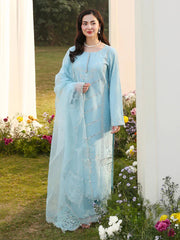 SUMMER- 3PC LAWN EMBROIDERED SHIRT WITH ORGANZA EMBROIDERED DUPATTA AND TROUSER-4807