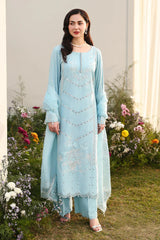 SUMMER- 3PC LAWN EMBROIDERED SHIRT WITH ORGANZA EMBROIDERED DUPATTA AND TROUSER-4807