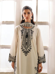 WINTER-3PC KHADDAR EMBROIDERED SHIRT WITH COURTRAI PRINTED SHAWL AND TROUSER-4307