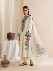WINTER-3PC KHADDAR EMBROIDERED SHIRT WITH COURTRAI PRINTED SHAWL AND TROUSER-4307