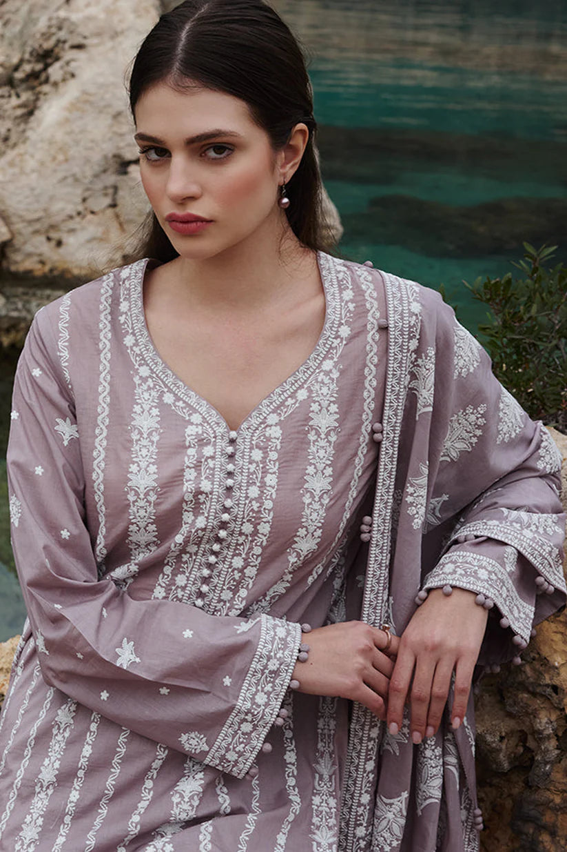 SUMMER-3PC LAWN EMBROIDERED WITH LAWN HEAVY EMBROIDERED READY TO WEAR DUPATTA -3696