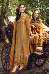 WINTER-3PC KARANDI EMBROIDERED SHIRT WITH COURTRAI PRINTED SHAWL AND TROUSER-4286