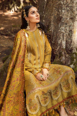 WINTER-3PC KARANDI EMBROIDERED SHIRT WITH COURTRAI PRINTED SHAWL AND TROUSER-4286