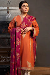 WINTER-3PC DHANAK EMBROIDERED SHIRT WITH WOOL PRINTED SHAWL AND TROUSER-4121