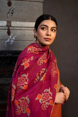 WINTER-3PC DHANAK EMBROIDERED SHIRT WITH WOOL PRINTED SHAWL AND TROUSER-4121