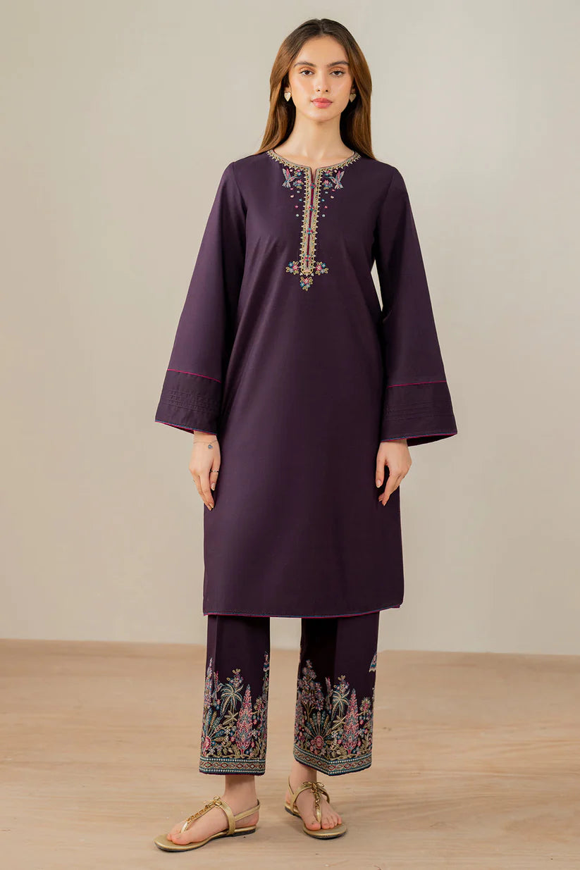 WINTER-2PC DHANAK EMBROIDERED SHIRT & EMBROIDERED TROUSER-111