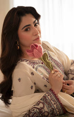 WINTER-3PC DHANAK EMBROIDERED SHIRT WITH DHANAK EMBROIDERED SHAWL AND EMB TROUSER-5153