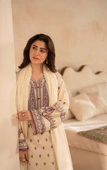 WINTER-3PC DHANAK EMBROIDERED SHIRT WITH DHANAK EMBROIDERED SHAWL AND EMB TROUSER-5153