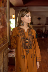 WINTER-2PC DHANAK EMBROIDERED SHIRT WITH EMBROIDERED TROUSER-15028