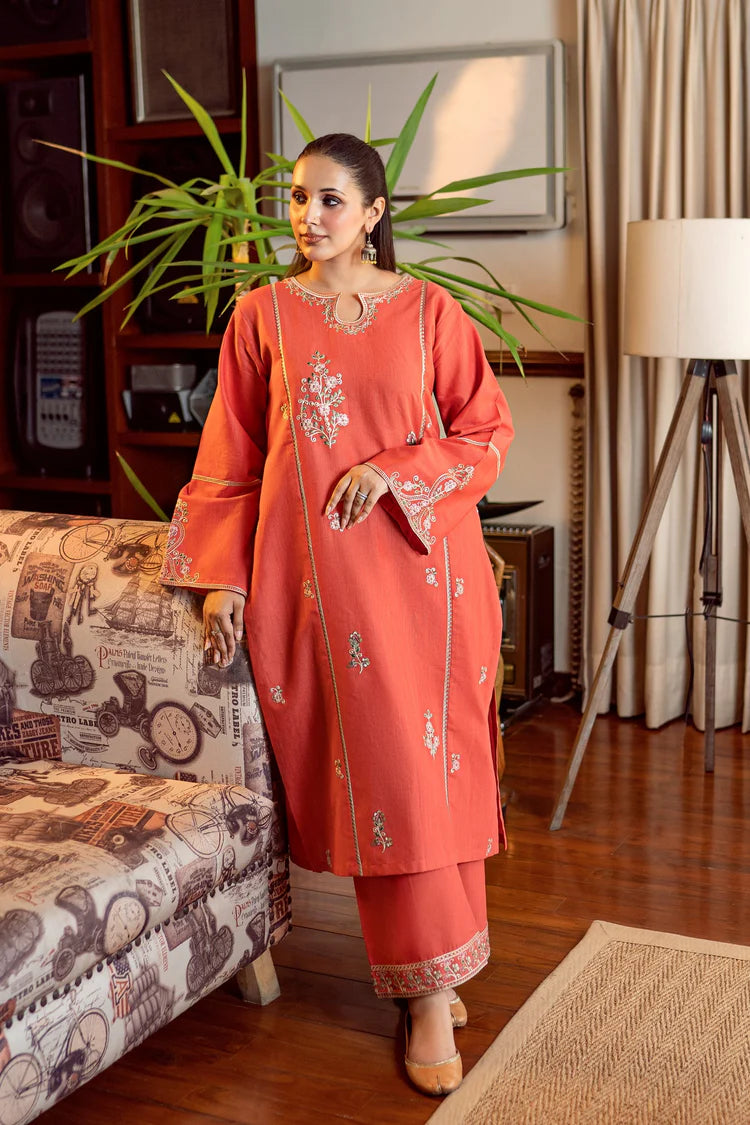 WINTER-2PC DHANAK EMBROIDERED SHIRT AND EMBROIDRED SLEEVES-130