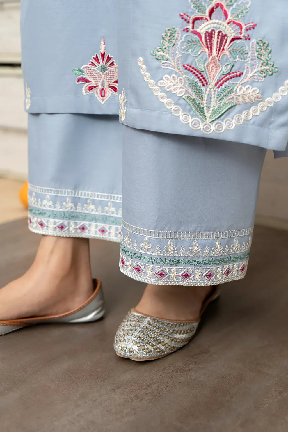 WINTER- 3PC DHANAK EMBROIDERED SHIRT WITH COUTURE WOOL PRINT SHAWL AND EMB TROUSER-3166