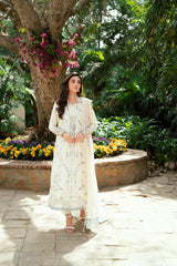 SUMMER- 3PC LAWN EMBROIDERED SHIRT WITH NET EMBROIDERED DUPATTA AND TROUSER -3801