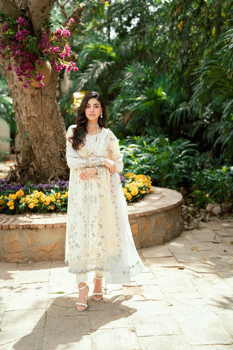 SUMMER- 3PC LAWN EMBROIDERED SHIRT WITH NET EMBROIDERED DUPATTA AND TROUSER -3801