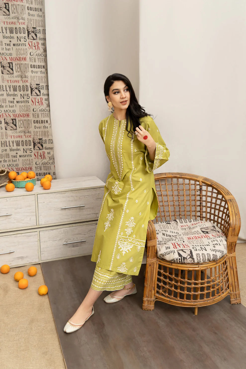 WINTER-3PC DHANAK EMBROIDERED SHIRT WITH COUTURE WOOL PRINT SHAWL AND EMB TROUSER-4013