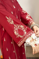WINTER- 3PC DHANAK EMBROIDERED SHIRT WITH MONARK PRINTED DUPATTA AND EMB TROUSER-1595