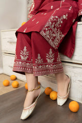 WINTER- 3PC DHANAK EMBROIDERED SHIRT WITH MONARK PRINTED DUPATTA AND EMB TROUSER-1595