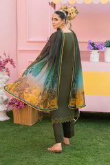 SUMMER- 3PC LAWN EMBROIDERED SHIRT WITH CHIFFON PRINTED DUPATTA AND TROUSER -M12