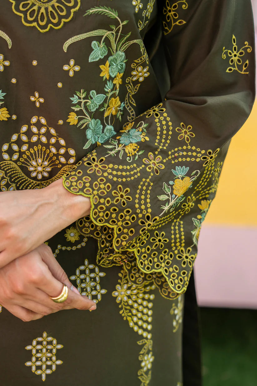 SUMMER- 3PC LAWN EMBROIDERED SHIRT WITH CHIFFON PRINTED DUPATTA AND TROUSER -M12