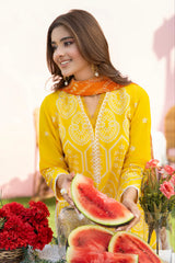 SUMMER- 3PC LAWN EMBROIDERED SHIRT WITH CHIFFON PRINTED DUPATTA AND TROUSER -M14